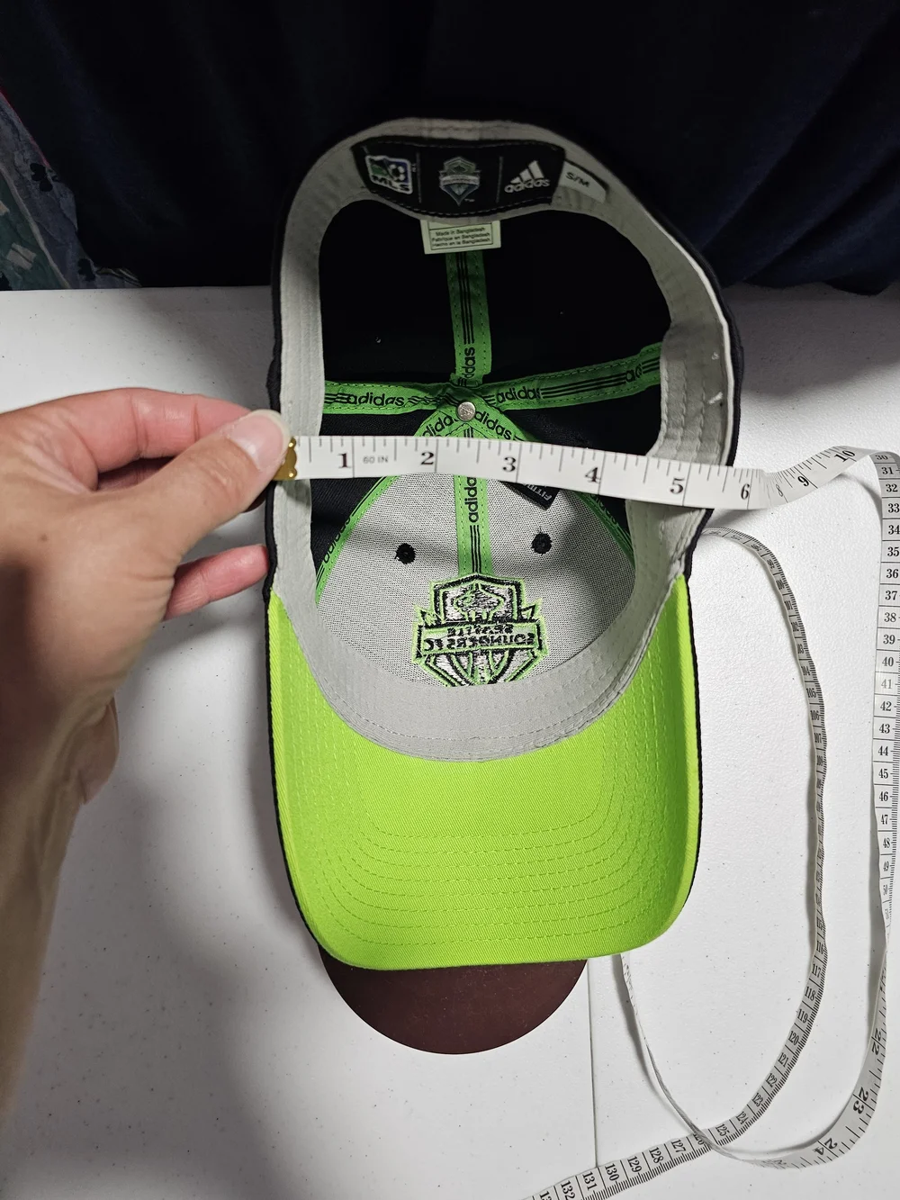 adidas MLS Seattle Sounders FC Black and Neon Green Cap Fitted Unisex